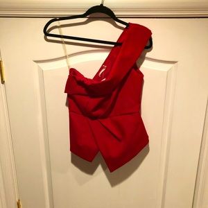 Mustard Seed Red One Shoulder Top